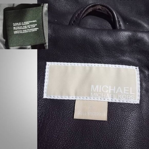 stunning! Michael Kors purple LEATHER jacket Coat size medium moto style - Picture 12 of 12